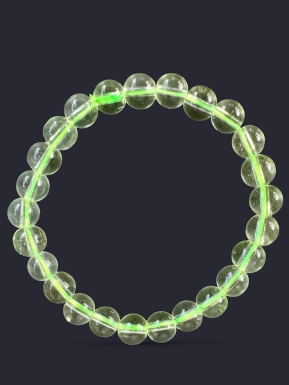 Clear Green Glass Bead Bracelet 8mm